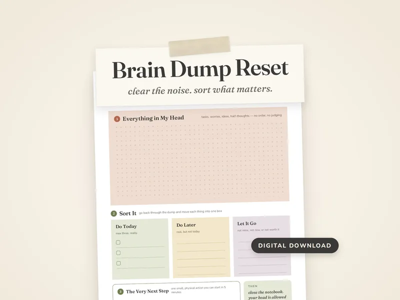 Brain Dump Reset printable worksheet
